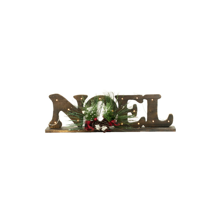 The Holiday Aisle® 7'' Dark Wood Lighted "Noel" Sign & Reviews
